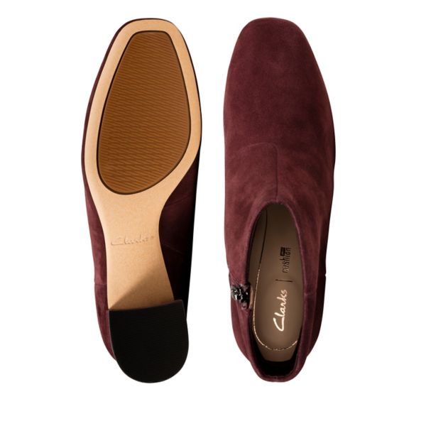 Clarks Womens Sheer Flora Ankle Boots Burgundy | UK-6504918